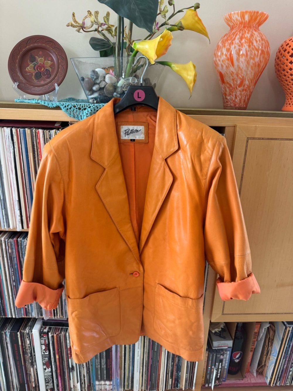 PRICE DROP: VTG,LINED AND LOVED PUMPKIN LAMBSKIN LEATHER JKT by PASTICHE, large6